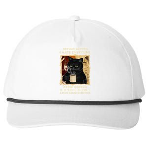 Before Coffee I Hate Everyone After Coffee Black Cat Drink Snapback Five-Panel Rope Hat