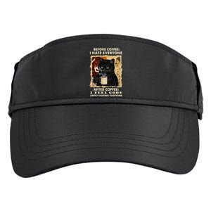 Before Coffee I Hate Everyone After Coffee Black Cat Drink Adult Drive Performance Visor