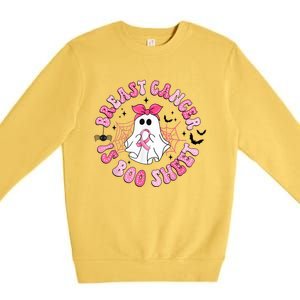 Breast Cancer Is Boo Sheet Boo Ghost Happy Halloween Premium Crewneck Sweatshirt