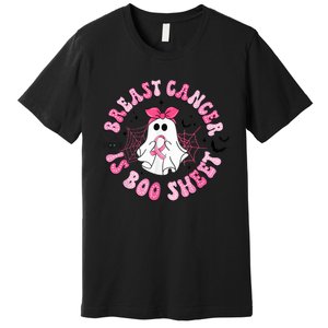 Breast Cancer Is Boo Sheet Boo Ghost Happy Halloween Premium T-Shirt