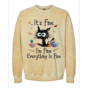 Black Cat Its Fine Im Fine Everything Is Fine Teacher Xmas Colorblast Crewneck Sweatshirt