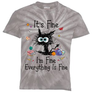 Black Cat Its Fine Im Fine Everything Is Fine Teacher Xmas Kids Tie-Dye T-Shirt