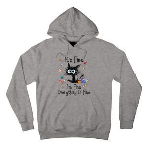 Black Cat Its Fine Im Fine Everything Is Fine Teacher Xmas Tall Hoodie