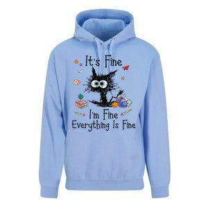 Black Cat Its Fine Im Fine Everything Is Fine Teacher Xmas Unisex Surf Hoodie