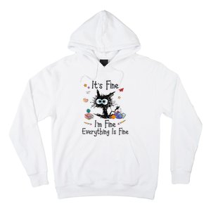 Black Cat Its Fine Im Fine Everything Is Fine Teacher Xmas Hoodie