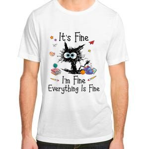 Black Cat Its Fine Im Fine Everything Is Fine Teacher Xmas Adult ChromaSoft Performance T-Shirt