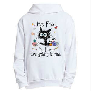 Black Cat Its Fine Im Fine Everything Is Fine Teacher Xmas Urban Pullover Hoodie