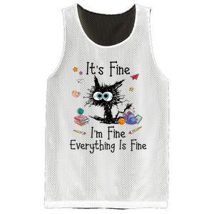 Black Cat Its Fine Im Fine Everything Is Fine Teacher Xmas Mesh Reversible Basketball Jersey Tank