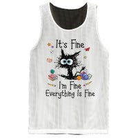 Black Cat Its Fine Im Fine Everything Is Fine Teacher Xmas Mesh Reversible Basketball Jersey Tank