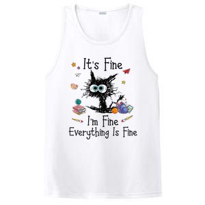 Black Cat Its Fine Im Fine Everything Is Fine Teacher Xmas PosiCharge Competitor Tank