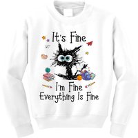 Black Cat Its Fine Im Fine Everything Is Fine Teacher Xmas Kids Sweatshirt