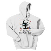 Black Cat Its Fine Im Fine Everything Is Fine Teacher Xmas Kids Hoodie