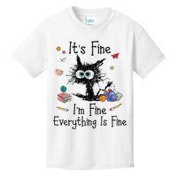 Black Cat Its Fine Im Fine Everything Is Fine Teacher Xmas Kids T-Shirt