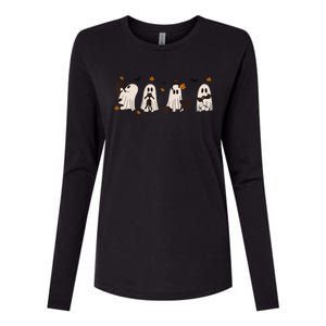 Black Cats In Cute Ghost Cat Halloween Gift Womens Cotton Relaxed Long Sleeve T-Shirt