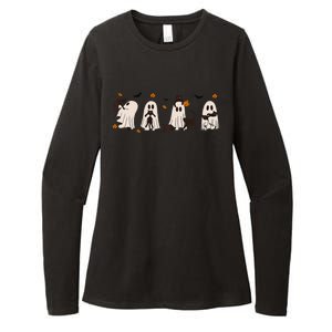 Black Cats In Cute Ghost Cat Halloween Gift Womens CVC Long Sleeve Shirt