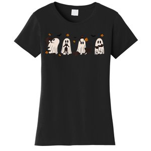 Black Cats In Cute Ghost Cat Halloween Gift Women's T-Shirt