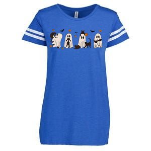 Black Cats In Cute Ghost Cat Halloween Gift Enza Ladies Jersey Football T-Shirt