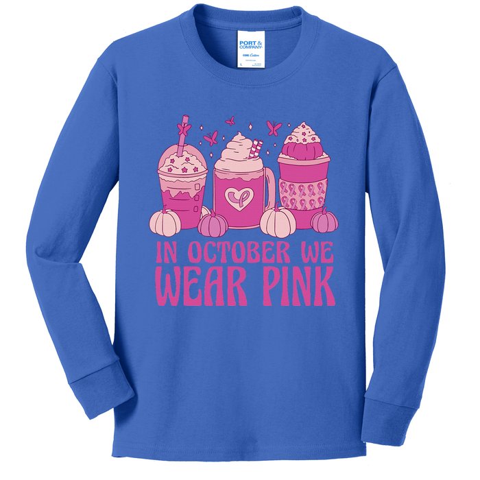 Breast Cancer In October We Wear Pink Kids Long Sleeve Shirt