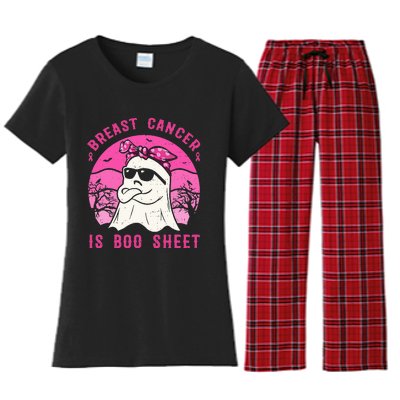 Breast Cancer Is Boo Sheet Breast Cancer Warrior Halloween Women's Flannel Pajama Set