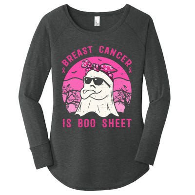 Breast Cancer Is Boo Sheet Breast Cancer Warrior Halloween Women's Perfect Tri Tunic Long Sleeve Shirt