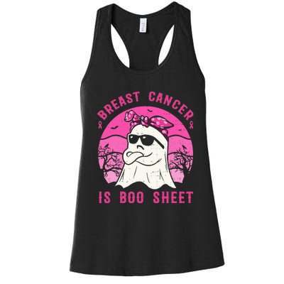 Breast Cancer Is Boo Sheet Breast Cancer Warrior Halloween Women's Racerback Tank