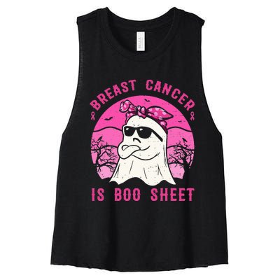 Breast Cancer Is Boo Sheet Breast Cancer Warrior Halloween Women's Racerback Cropped Tank