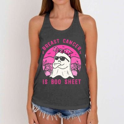 Breast Cancer Is Boo Sheet Breast Cancer Warrior Halloween Women's Knotted Racerback Tank