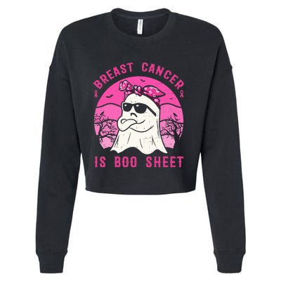 Breast Cancer Is Boo Sheet Breast Cancer Warrior Halloween Cropped Pullover Crew