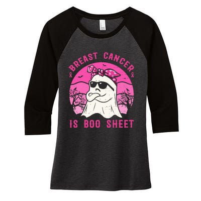 Breast Cancer Is Boo Sheet Breast Cancer Warrior Halloween Women's Tri-Blend 3/4-Sleeve Raglan Shirt