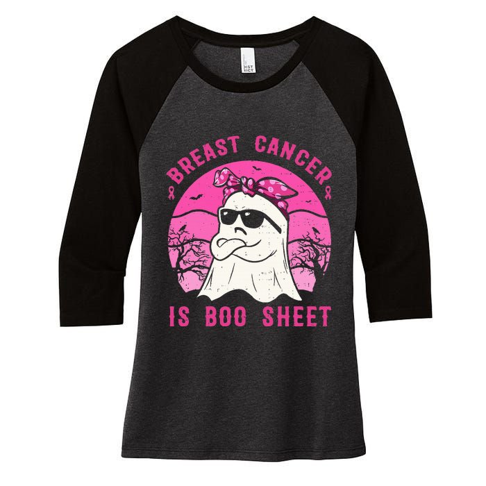 Breast Cancer Is Boo Sheet Breast Cancer Warrior Halloween Women's Tri-Blend 3/4-Sleeve Raglan Shirt