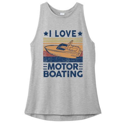 Boat Captain I Love Motorboating Motorboating Ladies PosiCharge Tri-Blend Wicking Tank