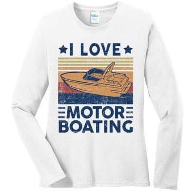 Boat Captain I Love Motorboating Motorboating Ladies Long Sleeve Shirt