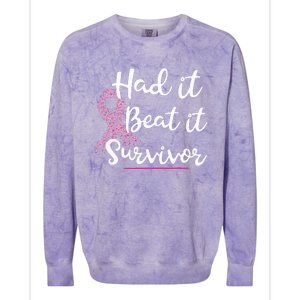 Breast Cancer I Had It I Beat It Survivor Ribbon Colorblast Crewneck Sweatshirt