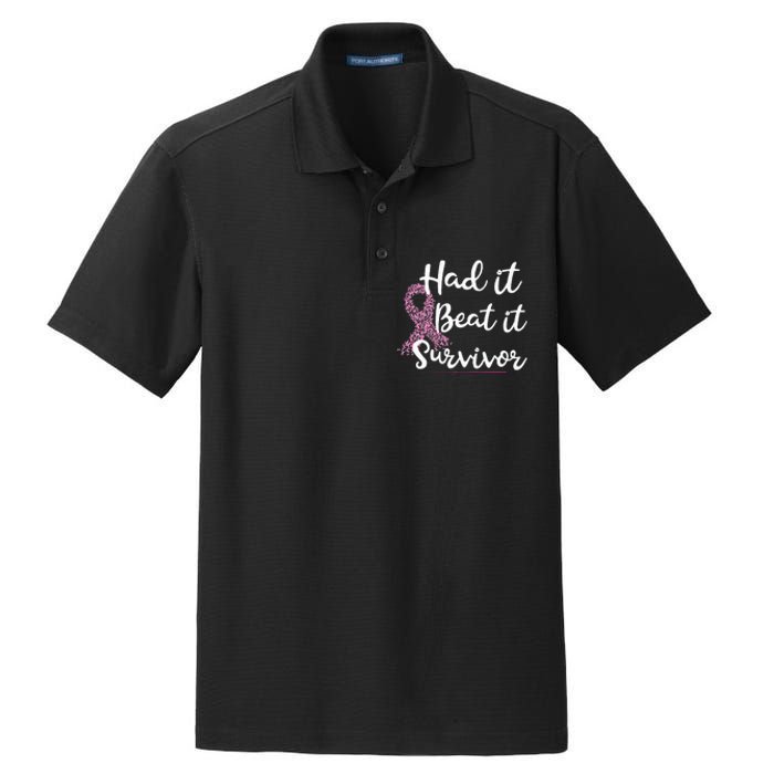 Breast Cancer I Had It I Beat It Survivor Ribbon Dry Zone Grid Polo