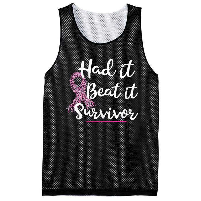 Breast Cancer I Had It I Beat It Survivor Ribbon Mesh Reversible Basketball Jersey Tank