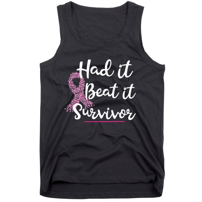 Breast Cancer I Had It I Beat It Survivor Ribbon Tank Top