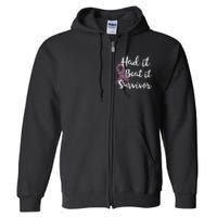 Breast Cancer I Had It I Beat It Survivor Ribbon Full Zip Hoodie