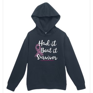 Breast Cancer I Had It I Beat It Survivor Ribbon Urban Pullover Hoodie