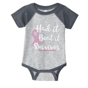 Breast Cancer I Had It I Beat It Survivor Ribbon Infant Baby Jersey Bodysuit