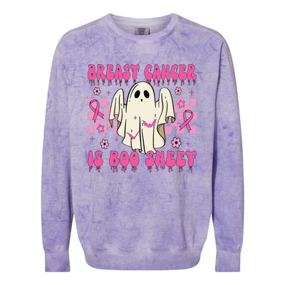 Breast Cancer Is Boo Sheet Halloween Breast Cancer Awareness Colorblast Crewneck Sweatshirt