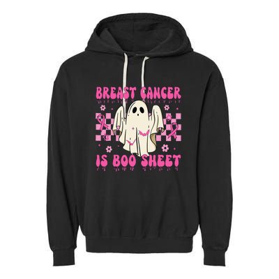 Breast Cancer Is Boo Sheet Halloween Breast Cancer Awareness Garment-Dyed Fleece Hoodie