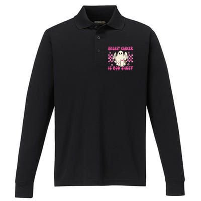 Breast Cancer Is Boo Sheet Halloween Breast Cancer Awareness Performance Long Sleeve Polo