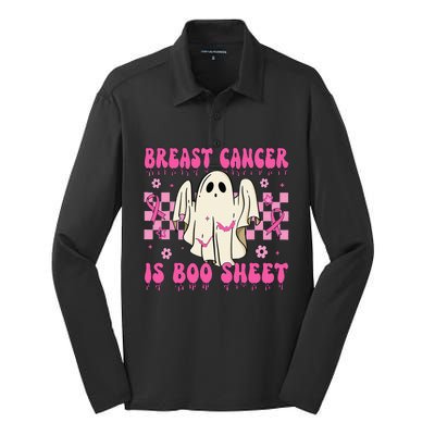 Breast Cancer Is Boo Sheet Halloween Breast Cancer Awareness Silk Touch Performance Long Sleeve Polo