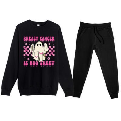 Breast Cancer Is Boo Sheet Halloween Breast Cancer Awareness Premium Crewneck Sweatsuit Set