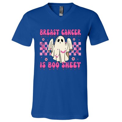 Breast Cancer Is Boo Sheet Halloween Breast Cancer Awareness V-Neck T-Shirt