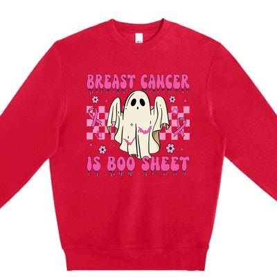 Breast Cancer Is Boo Sheet Halloween Breast Cancer Awareness Premium Crewneck Sweatshirt