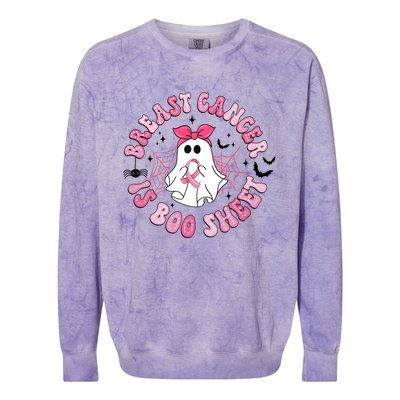 Breast Cancer Is Boo Sheet Cute Ghost Ghoul Halloween Cancer Fighter Colorblast Crewneck Sweatshirt