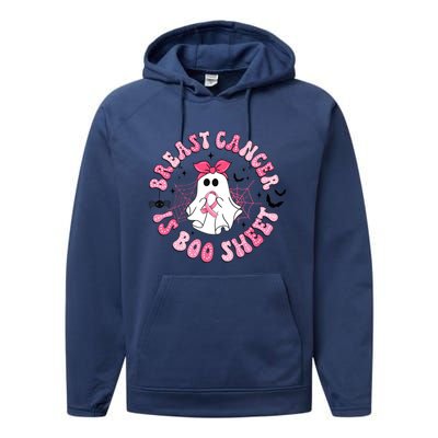 Breast Cancer Is Boo Sheet Cute Ghost Ghoul Halloween Cancer Fighter Performance Fleece Hoodie