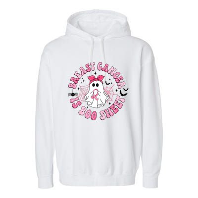 Breast Cancer Is Boo Sheet Cute Ghost Ghoul Halloween Cancer Fighter Garment-Dyed Fleece Hoodie