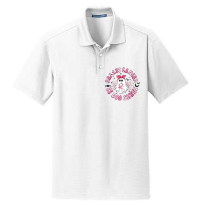 Breast Cancer Is Boo Sheet Cute Ghost Ghoul Halloween Cancer Fighter Dry Zone Grid Polo